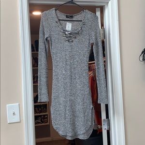 Lace up sweater dress